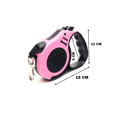 CORREA PERROS MA31383 RYBIU CUERDA RETRACTIL CAN 5M EN ROSADO + LIGAS REGALO - 4