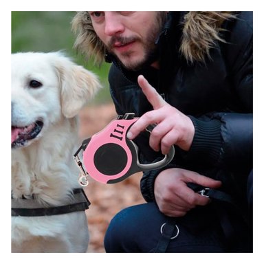 CORREA PERROS MA31383 RYBIU CUERDA DIVERTIDA PET 5M EN ROSADO + REGALO LIGAS PEINAR - 4