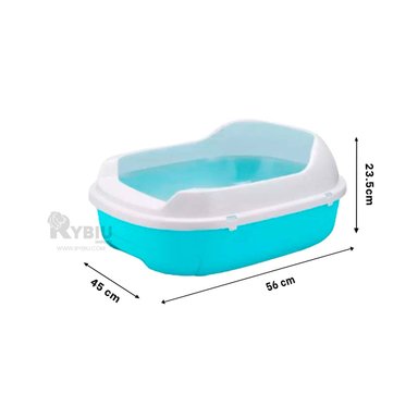 ARENERO GATOS RYBIU MA30898 RECIPIENTE ABIERTO CELESTE + REGALO LIGAS PEINAR