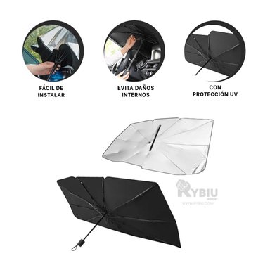 SET SOMBRILLA RYBIU HE29556 NEGRO DISEÑO PORTATIL + PAPEL REGALO