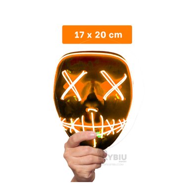 MASCARA RYBIU FI32674 NARANJA CARETA ILUMINADA FIESTAS + POST-IT ADHESIVOS - 5