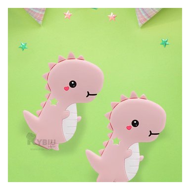 MORDEDOR RYBIU SILICONA EN FORMA DINOSAURIO ROSADO