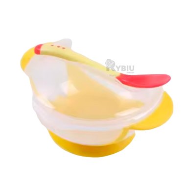 PLATO RYBIU BEBE ERGONOMICO AMARILLO + BANDERITAS ADHESIVAS