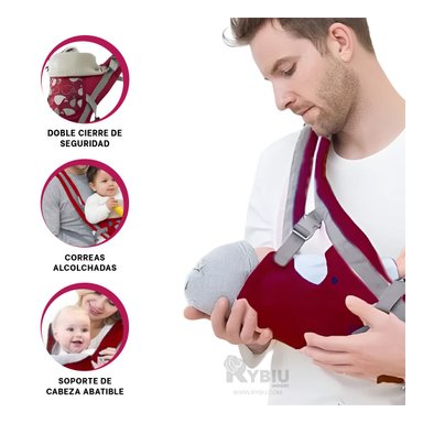 MOCHILA RYBIU PORTA BEBE BALLENA GUINDA + ENVOLTORIO REGALO