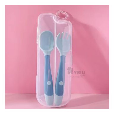 JUEGO CUCHARA RYBIU BB32652 CELESTE BEBE CON ESTUCHE