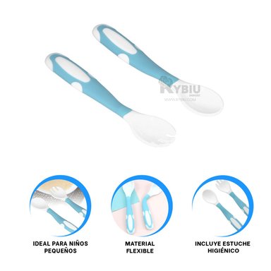 SET CUBIERTOS RYBIU BB32652 CELESTE SET CON ESTUCHE NIÑOS + REGALO AGENDITA