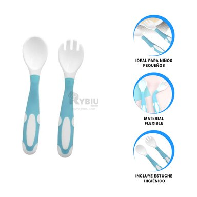 SET CUBIERTOS RYBIU BB32652 CELESTE COMPLETO BEBE + GIFT MINIAGENDA