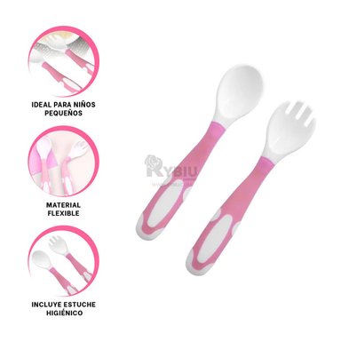 CUBIERTOS RYBIU BB32651 ROSADO SET COMPLETO BEBE + GIFT MINIAGENDA