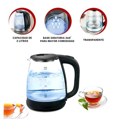 CALENTADOR DE AGUA RYBIU EL30692 2L FINO TRANSPARENTE + BANDERITAS ADHESIVAS