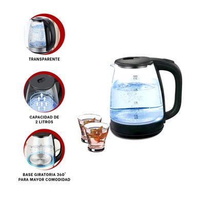 CALENTADOR DE AGUA RYBIU EL30692 2L TRANSPARENTE + POST-IT ADHESIVOS