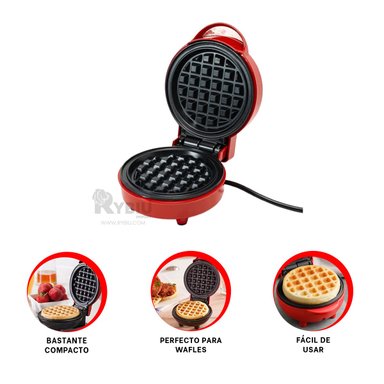 WAFLERA RYBIU EL30705 MAQUINA COCCION RAPIDA ROJO + GIFT STICKERS