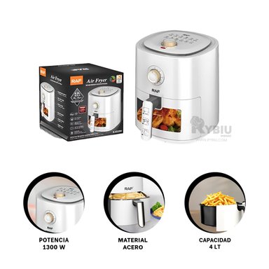 AIRFRYER RYBIU R7041 4L DIGITAL EN COLOR BLANCO + REGALO LIGAS PARA PEINAR