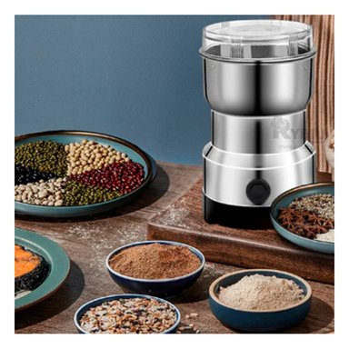 MOLEDOR MULTIFUNCION DE GRANOS DE CAFE RYBIU R7114 DE COLOR PLATEADO