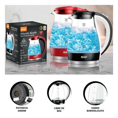 CALENTADOR DE INFUSION RYBIU R7820 2L EN NEGRO + BANDERITAS ADHESIVAS