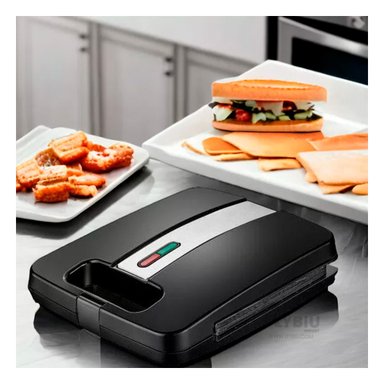 SANDWICHERA RYBIU EL32290 MODERNA 4 PANES EN NEGRO + PAPEL REGALO