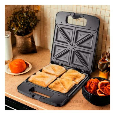 SANDWICHERA RYBIU EL32290 CASERA 4 PANES EN NEGRO