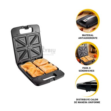 PLANCHA RYBIU EL32290 4 SANDWICHES EN NEGRO + POST-IT ADHESIVOS