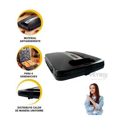 PLANCHA RYBIU EL32290 ELECTRICA SANDWICH NEGRO + BANDERITAS ADHESIVAS