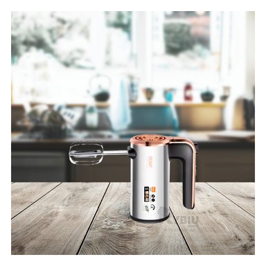 BATIDORA DE MANO RYBIU R5526 PARA PASTELES EN COLOR PLATEADO Y+PAPEL DE REGALO