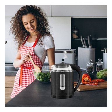 HERVIDOR RYBIU BM-1812 2L COMPACTO EN COLOR NEGRO + PAPEL REGALO