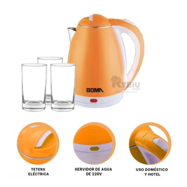 TETERA RYBIU BM-1009 2L GRAN POTENCIA EN NARANJA + GIFT STICKERS
