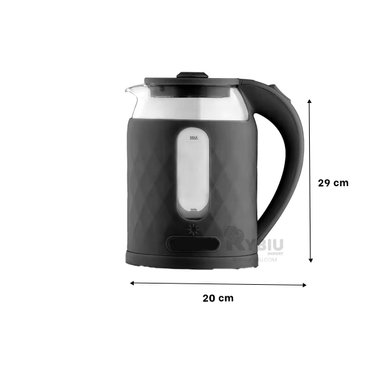 CALENTADOR DE AGUA RYBIU BM-1812 2L NEGRO + REGALO LIGAS PARA PEINAR