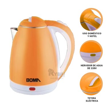TETERA ELECTRICA RYBIU BM-1009 2L EN NARANJA + REGALO STICKERS