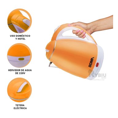 TETERA RYBIU BM-1009 2L TRANSPORTABLE EN NARANJA + ENVOLTORIO REGALO