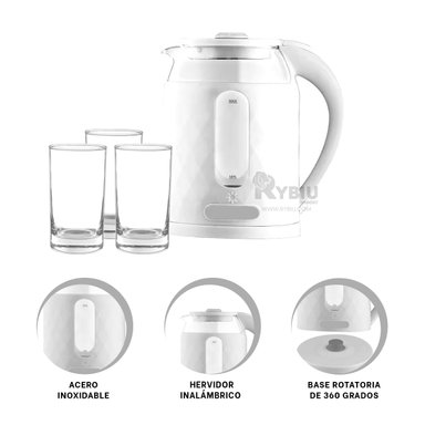 TETERA RYBIU BM-1812 2L AUTOMATICA EN BLANCO + GIFT STICKERS
