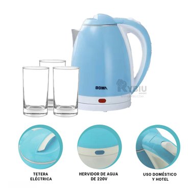 TETERA RYBIU BM-1009 2L GRAN POTENCIA EN CELESTE + GIFT STICKERS