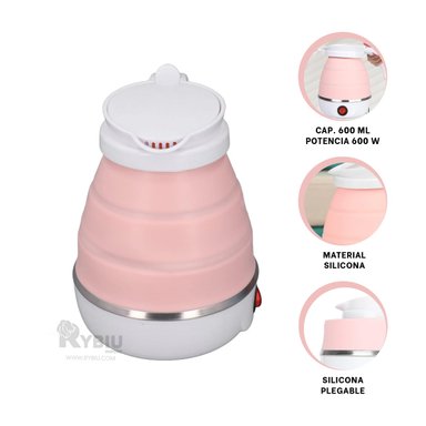 HERVIDOR DE BEBIDAS RYBIU EL32276 600ML CALIENTES ROSADO + GIFT STICKERS