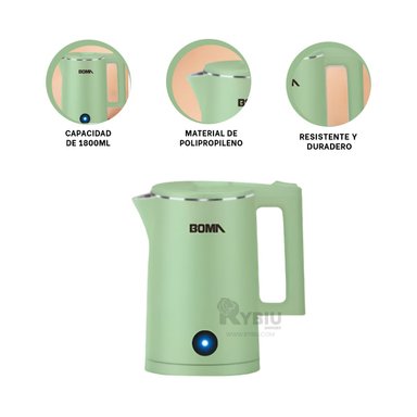 JARRON RYBIU BM-150A18 1800ML APAGADO AUTOMATICO EN VERDE + GIFT MINIAGENDA