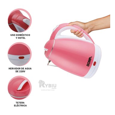 TETERA RYBIU BM-1009 2L TRANSPORTABLE EN ROSADO + ENVOLTORIO REGALO