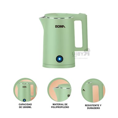 JARRON ELECTRICO RYBIU BM-150A18 1800ML EN COLOR VERDE + REGALO STICKERS