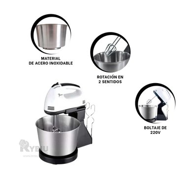 BATIDORA RYBIU BATIDOR DE ACERO INOXIDABLE 2L BLANCO Y BANDERITAS ADHESIVAS