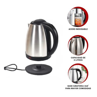 HERVIDOR RYBIU EL30691 2L BUENO Y ELEGANTO TONO PLATEADO + LIGAS REGALO