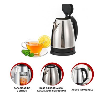 HERVIDOR DE AGUA RYBIU EL30691 2L EN COLOR PLATEADO + POST-IT ADHESIVOS