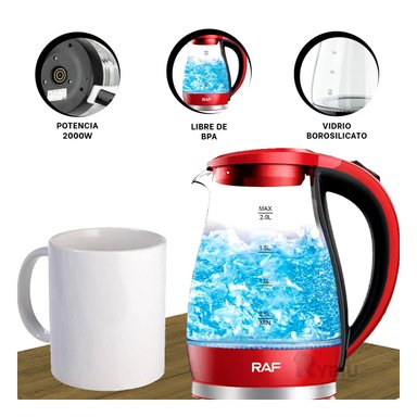 TETERA PARA BEBIDAS RYBIU R7820 2L EN ROJO + REGALO STICKERS