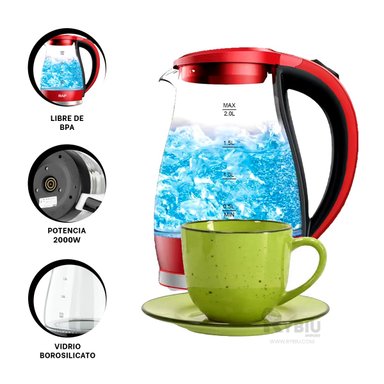 TETERA RYBIU R7820 2L FUNCIONAL EN ROJO + ENVOLTORIO REGALO