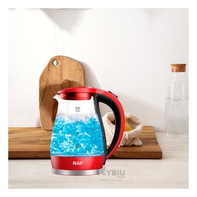 HERVIDOR RYBIU R7820 2 LITROS MODERNO VIDRIO EN EN COLOR ROJO