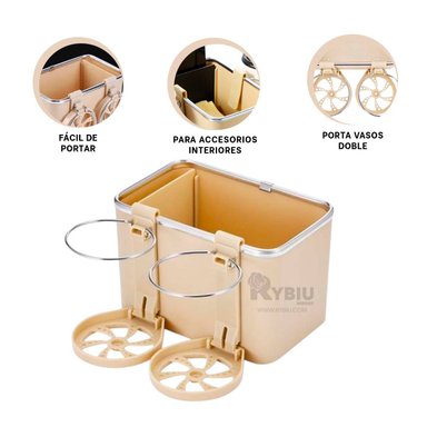 ORGANIZADOR RYBIU HE29611 CREMA ACCESORIOS EL AUTO + GIFT MINIAGENDA