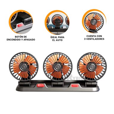 VENTILADOR PORTATIL RYBIU HE30082 AIREADOR VENTILAR EL AUTO NEGRO + GIFT MINIAGENDA