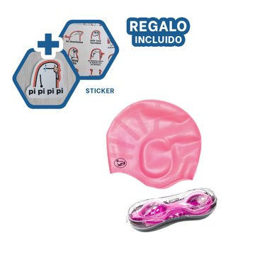 KIT VERSATIL PARA NATACION EN TONO ROSADO Y+REGALO STICKERS