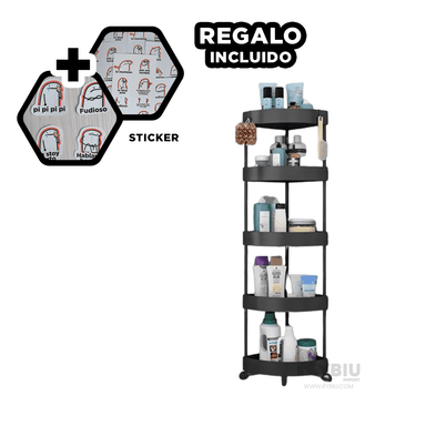 REPISA RYBIU HO29449 NEGRO FUNCIONAL 5 PISOS CON RUEDAS + GIFT STICKERS