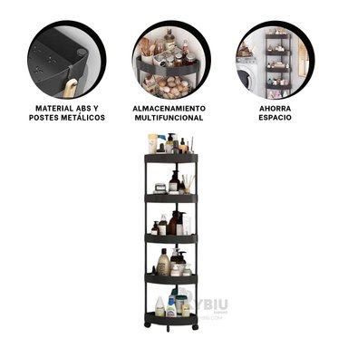 ORGANIZADOR RYBIU HO29449 NEGRO UTIL 5 NIVELES + REGALO LIGAS PEINAR - 4