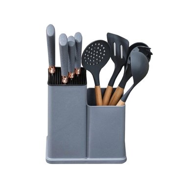 SET UTENSILIOS RYBIU CO29818 GRIS OSCURO CUBIERTOS BONITO COCINA PLOMO + LIGAS REGALO - 3