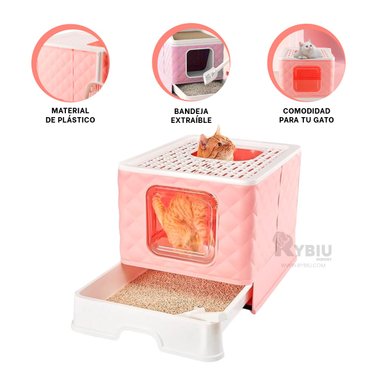 ARENERO GATOS RYBIU MA29056 CAJA SANITARIA LAMPA FUNCIONAL ROSADO + REGALO STICKERS
