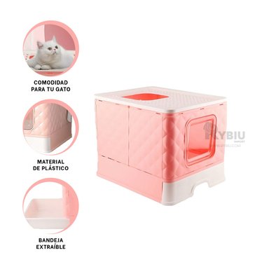 ARENERO GATOS RYBIU MA29056 CAJA ARENA DISEÑO CAMA DIDACTICA ROSADO + GIFT MINIAGENDA - 3