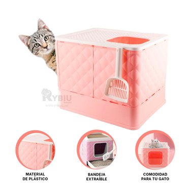 ARENERO GATOS RYBIU MA29056 CAJA ARENA DISEÑO CAMA DIDACTICA ROSADO + GIFT MINIAGENDA - 4