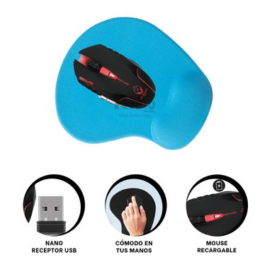 MOUSE GAMER INALÁMBRICO RYBIU M834 NEGRO CURSOR ORDENADOR + BANDERITAS ADHESIVAS - 3